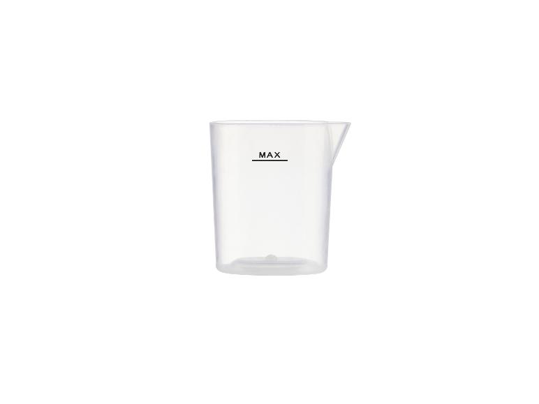 Transparante maatbeker met maximale vulmarkering.