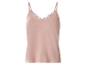 Lichtroze camisole met V-hals en kanten details.