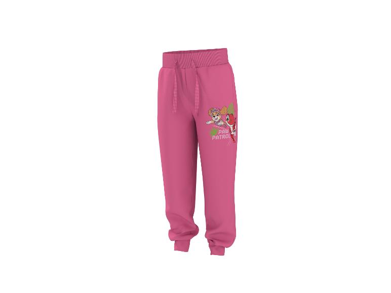 Roze joggingbroek voor meisjes met cartoonfigurenprint.