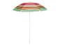 Gestreepte strandparasol, felle kleuren, perfect voor de zomer.