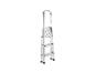 Zilveren Parkside aluminium ladder met drie treden en antislipvoeten.