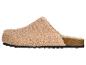 Beige teddy stoffen muilpantoffels met kurkzool