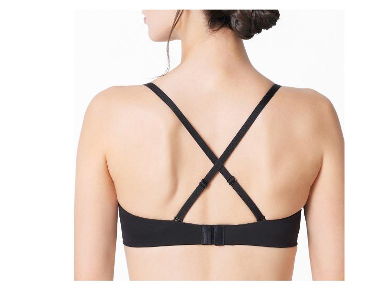 Zwarte bh met gekruiste bandjes op de rug.