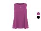 Fuchsia dames mouwloze top met logo op de borst, met fuchsia en zwarte kleuropties.