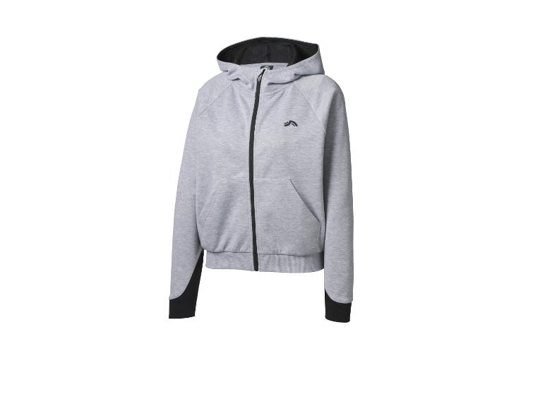 Grijze Crivit hoodie met zwarte rits en manchetten