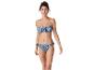 Blauw paisley bikini met bandeau top en slip.