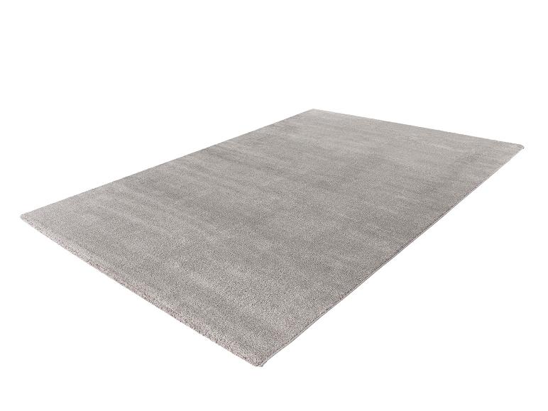 Lichtgrijs rechthoekig vloerkleed, liggend op een witte achtergrond.
