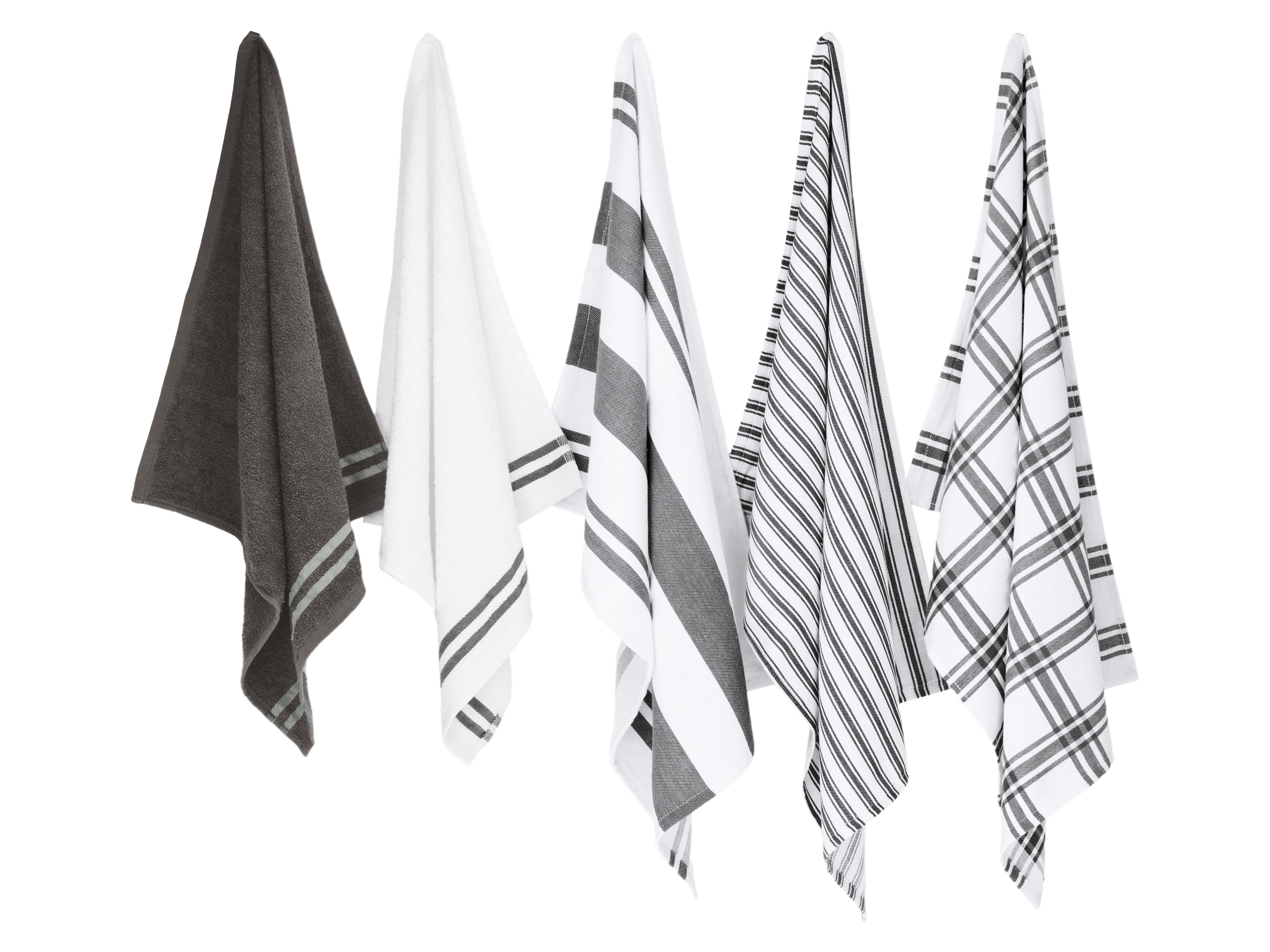 W5 Theedoek- en handdoekenset 5-delig (Grijs)