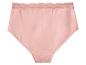 Roze katoenen slip met hoge taille en kant.