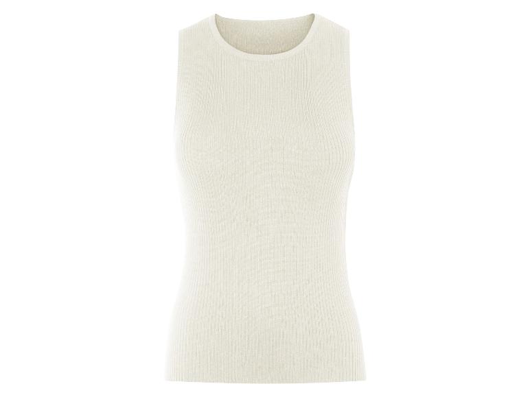 Elegante crèmegekleurde rib gebreide top.