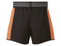 Zwarte sport shorts met oranje details.