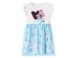 Wit en blauw meisjesjurkje met Bluey en Coco print en pailletten hart