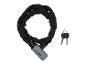 Zwart Crivit fietsslot met een grijs hangslot en twee sleutels.