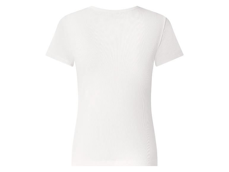 Wit geribbeld dames T-shirt met korte mouwen, achterkant