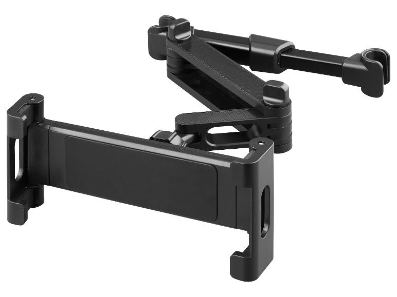 Zwarte verstelbare autostoel hoofdsteunhouder voor tablet of smartphone