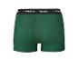 Groene boxershorts met zwarte elastische tailleband, witte 'PARKSIDE®' tekst en rood merkteken.