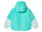Een turquoise jas met capuchon voor kinderen.