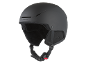 Matzwarte skihelm met ventilatiesleuven en verstelbare banden.