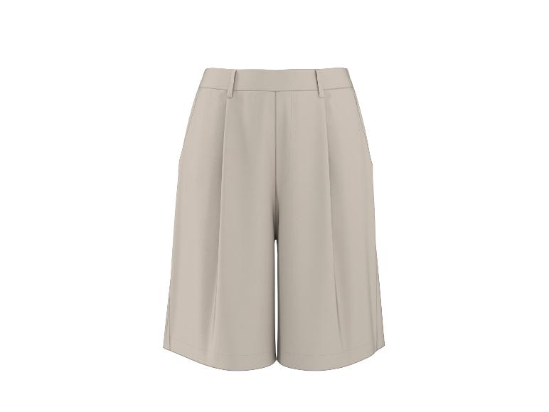 Beige dames culottes met wijde pijpen en plooien.