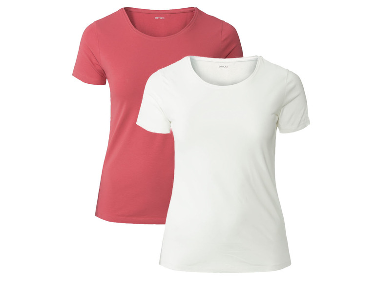 Ga naar volledige schermweergave: esmara® Dames T-shirts, 2 stuks, met hoog katoengehalte - afbeelding 1