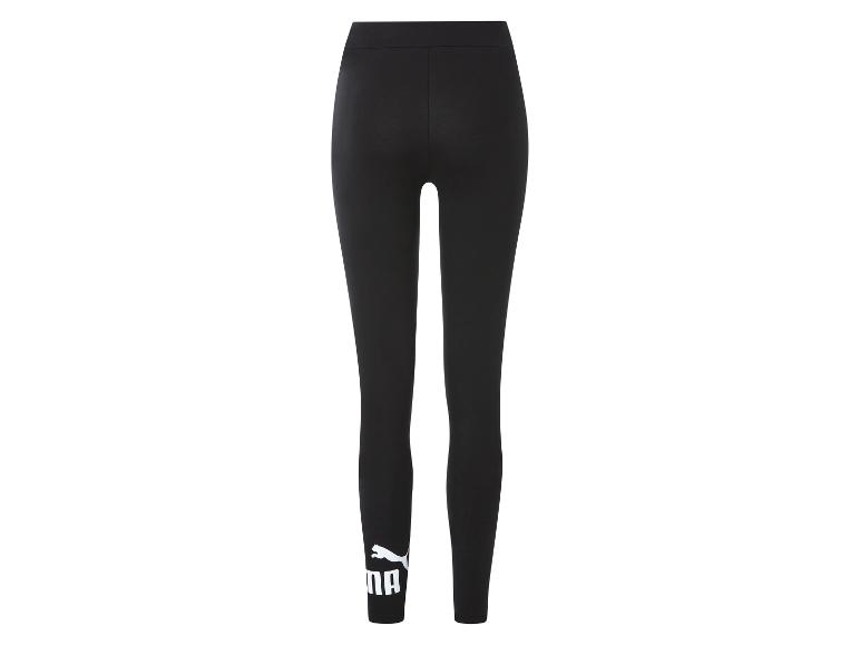 Zwarte dameslegging met een wit logo op de linkerpijp
