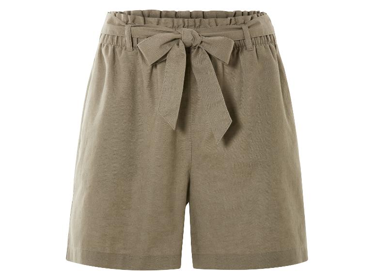 Kaki linnen shorts met hoge taille en riem