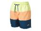 Heren zwemshort met drie kleurblokken: geel, oranje en donkerblauw, met trekkoord in de taille.