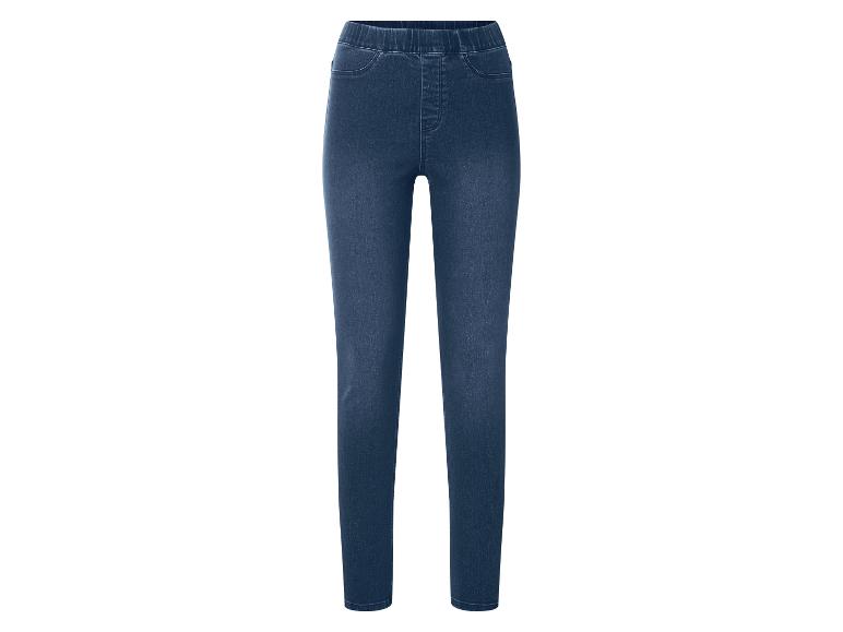 Donkerblauwe dames stretchjeans met elastische tailleband