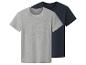 Twee heren T-shirts met korte mouwen, één grijs en één donkerblauw.