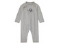 Een grijze gebreide romper met een olifant-print voor baby's.