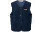 Donkerblauwe teddy bodywarmer met drukknoopsluiting.