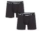 Twee paar zwarte Reebok boxershorts met witte logo's op de taillebanden.