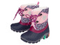 Twee roze winterschoenen met luipaardprint en lichtgevende zolen.