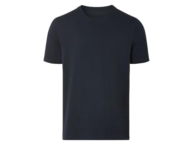 Donkerblauw t-shirt met korte mouwen.