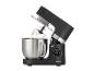Zwarte Silvercrest keukenmachine met roestvrijstalen kom en digitaal display.