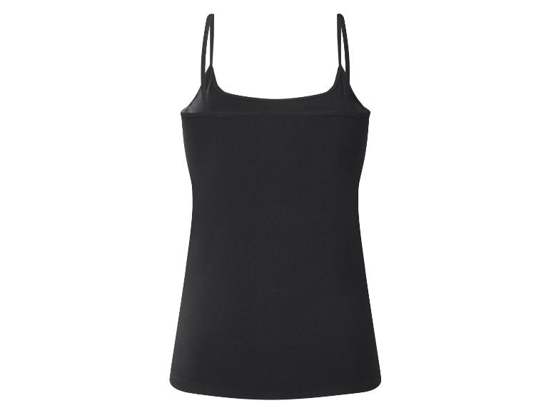 Zwarte dames camisole met spaghettibandjes, achteraanzicht.