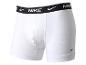 Witte herenboxershort met zwarte tailleband met tekst en logo.