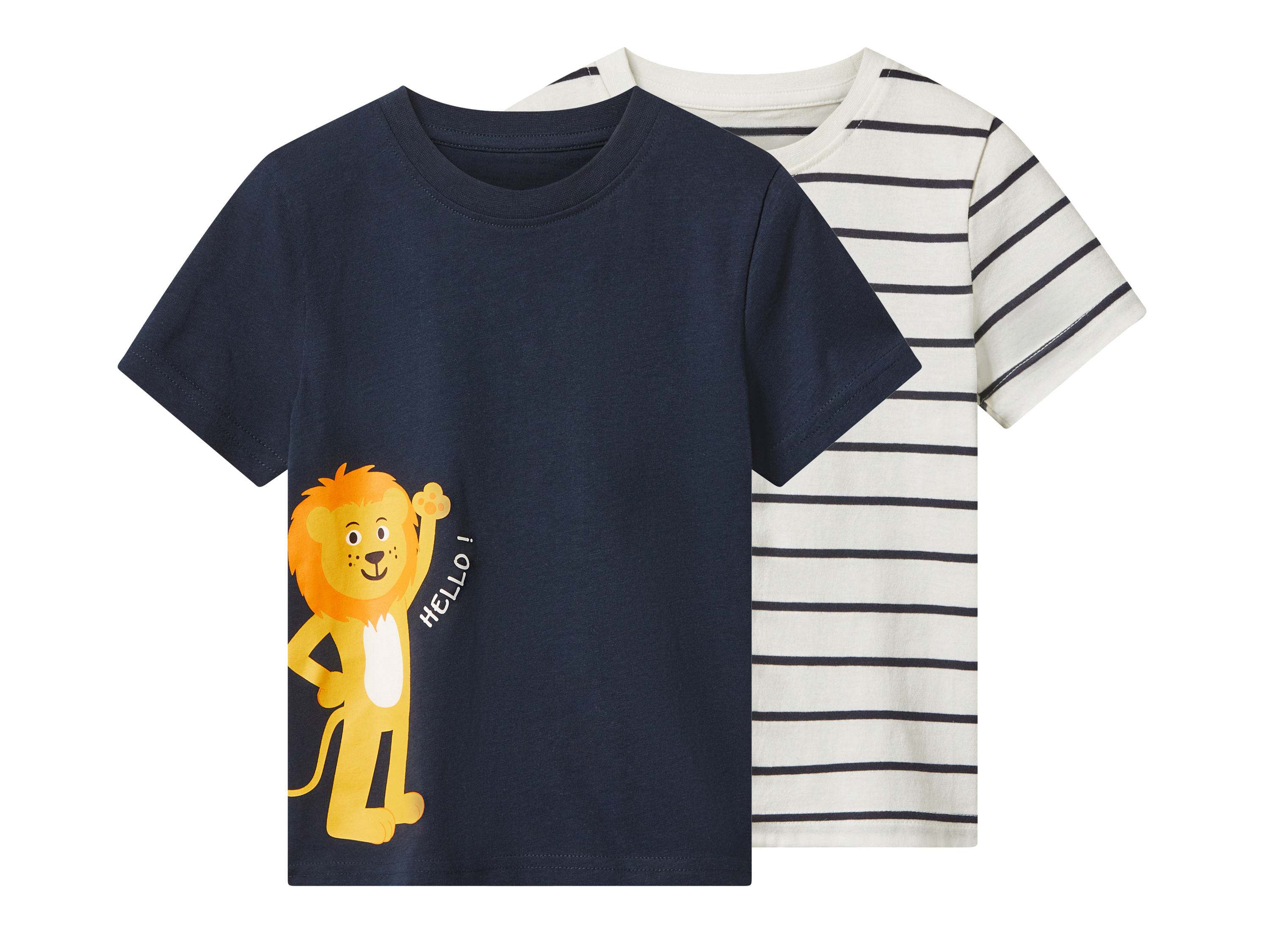 lupilu Set van 2 kinder T-shirts (Donkerblauw/wit, 122/128)