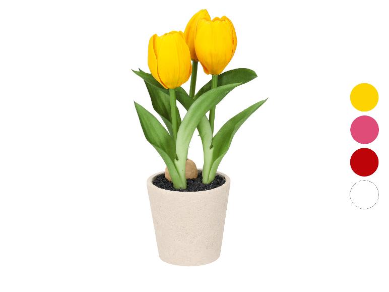 Kunstgele tulpen in pot met kleuropties