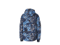 Blauwe camouflagejas met capuchon, achteraanzicht