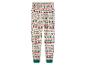 Kerstpyjamabroek met rendier-, boom- en ornamentenprint.