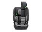 Donker- en lichtgrijze kinderautostoel met de tekst 'Flux Isofix eXT'.