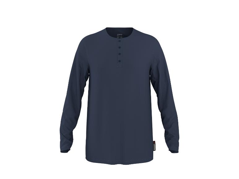 Donkerblauw Henley shirt met lange mouwen voor heren