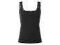 Zwarte geribbelde tanktop met kanten rand.