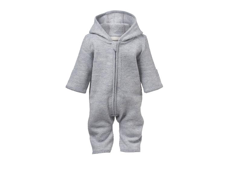 Lichtgrijze babyhoodie-jumpsuit met ritssluiting aan de voorkant