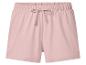 Roze dames sportshorts met elastische tailleband en trekkoord.