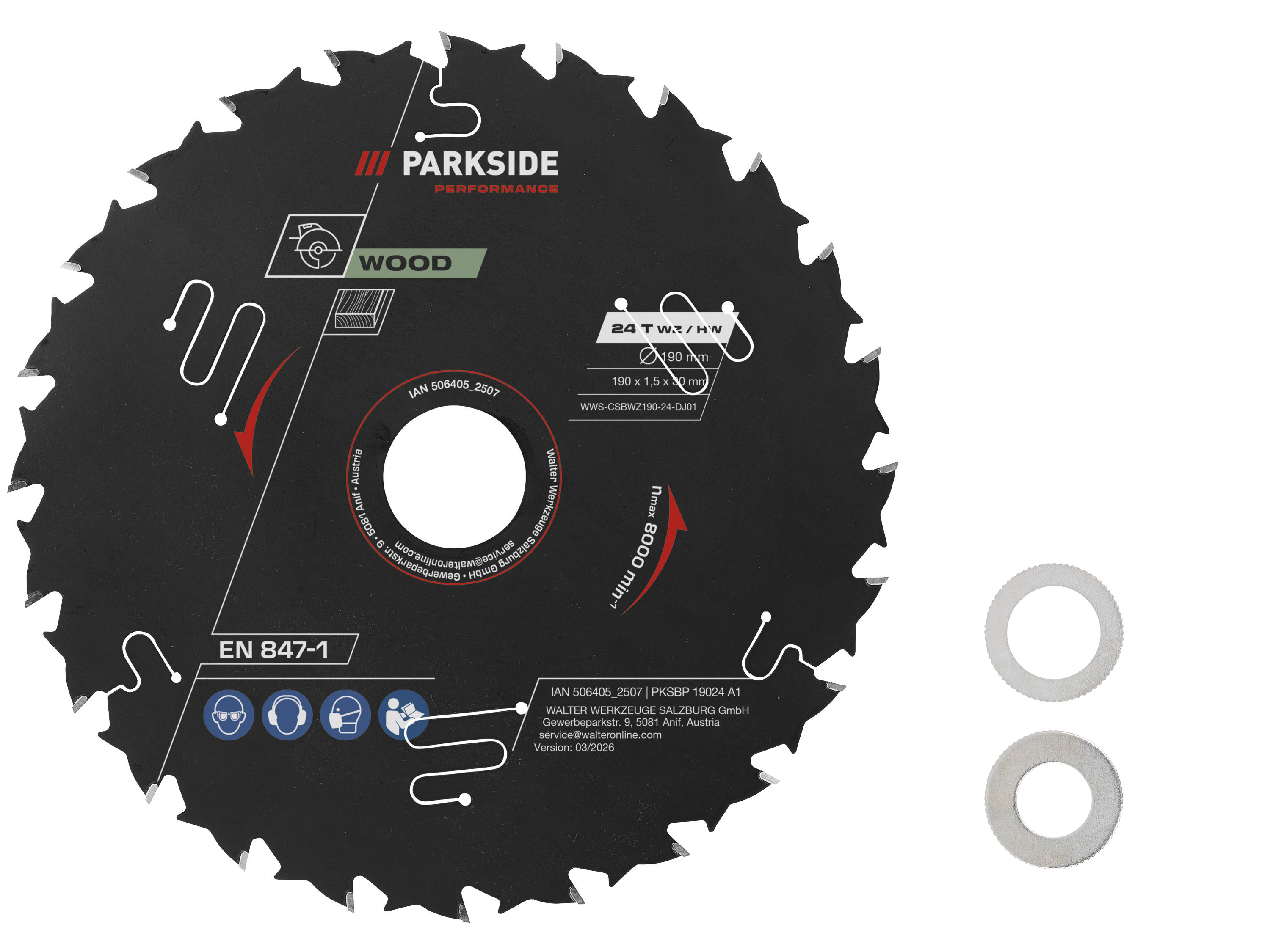 PARKSIDE PERFORMANCE Cirkelzaagblad 190 mm (24 tanden)