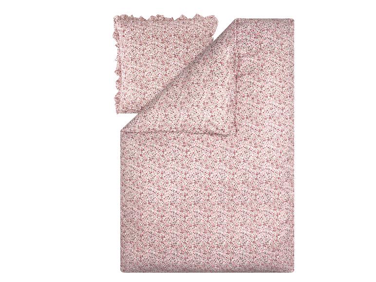 Dekbedovertrek en kussensloop set met roze bloemenprint