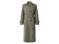 Lange kaki double-breasted trenchcoat met strikceintuur.