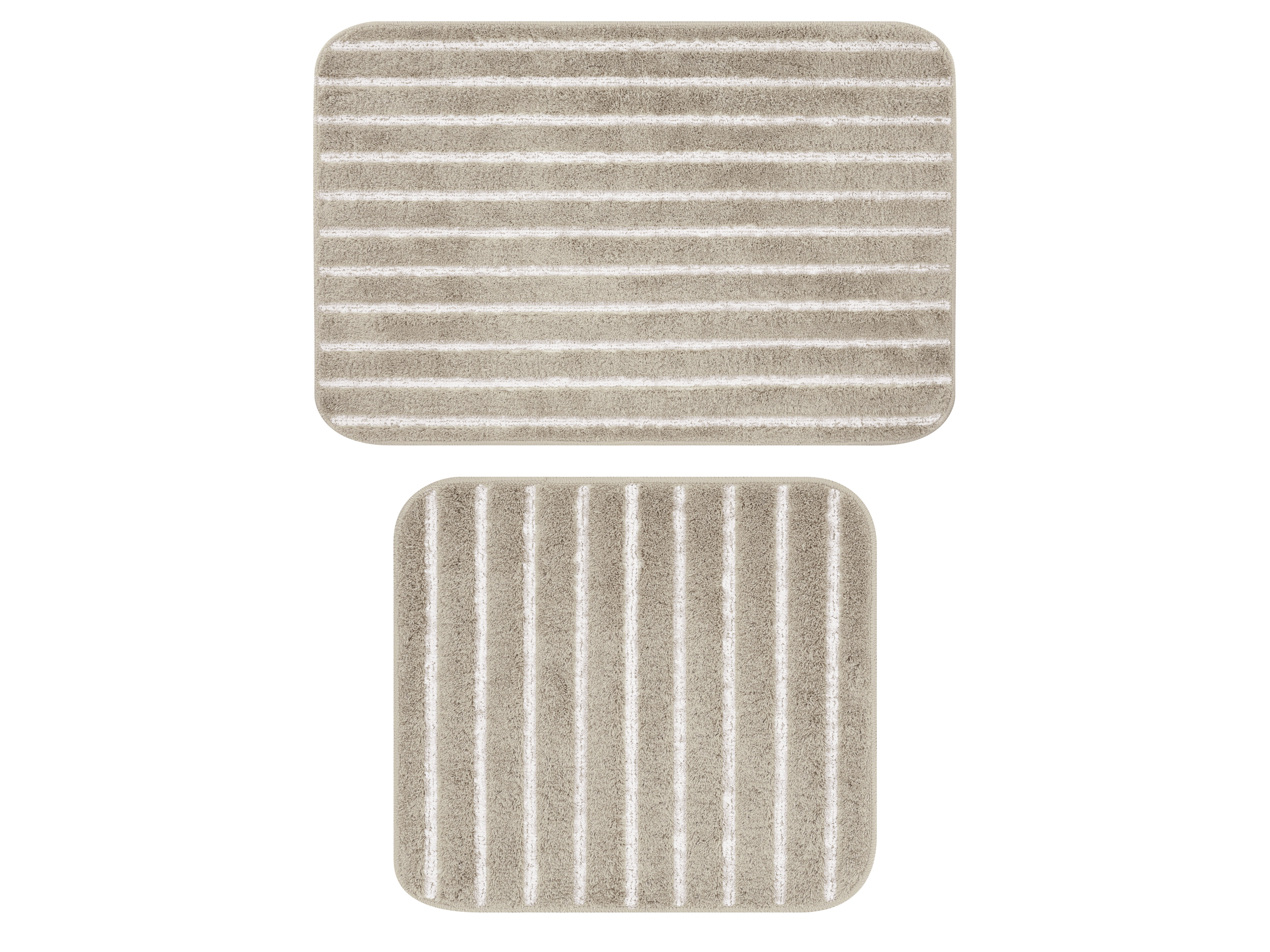 LIVARNO Badmat en toiletmat, 2-delig (Zonder uitsnede, Beige)